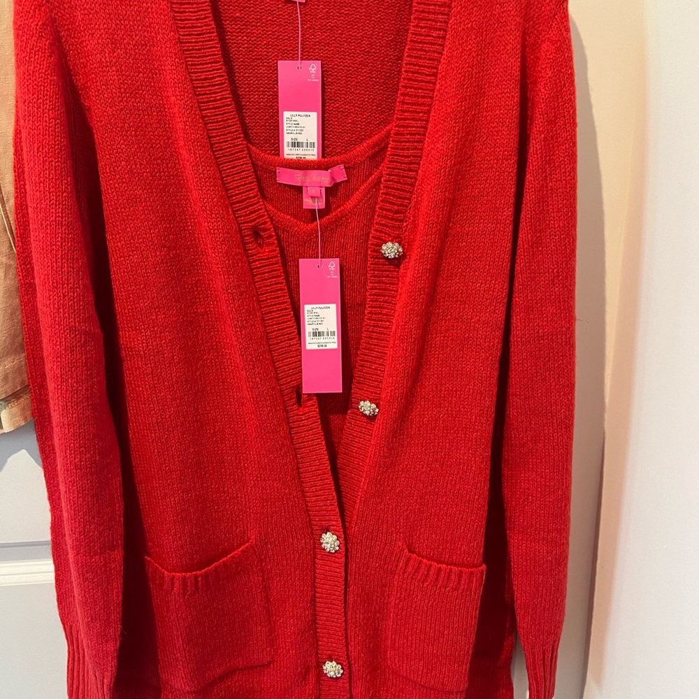 Women's Red Cardigan Sweater